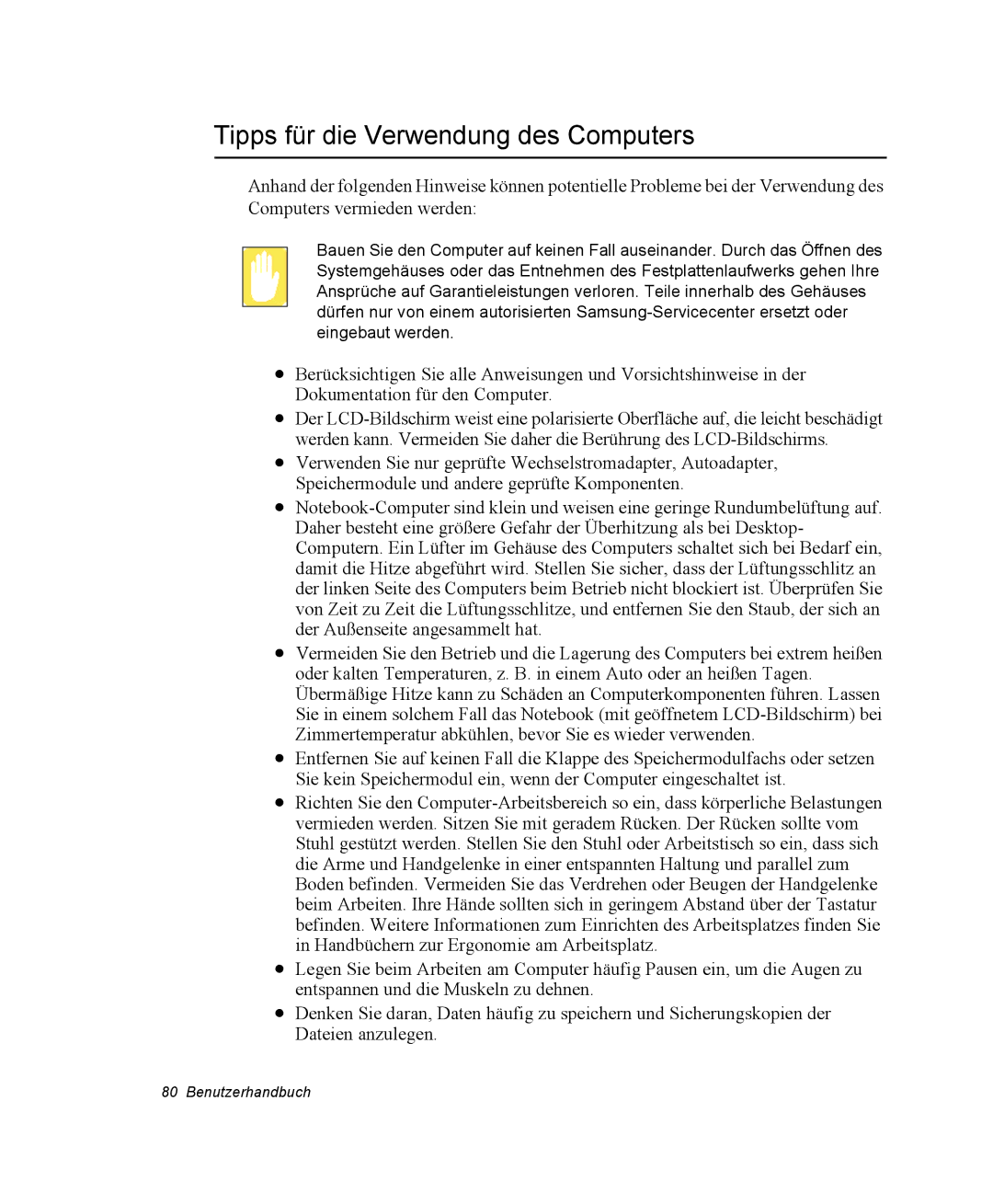 Samsung NM40TP0P2C/SEG, NM40TH0FMS/SEG, NM40PRTV02/SEG, NM40PRTV01/SEG, NM40PRDV01/SEG Tipps für die Verwendung des Computers 