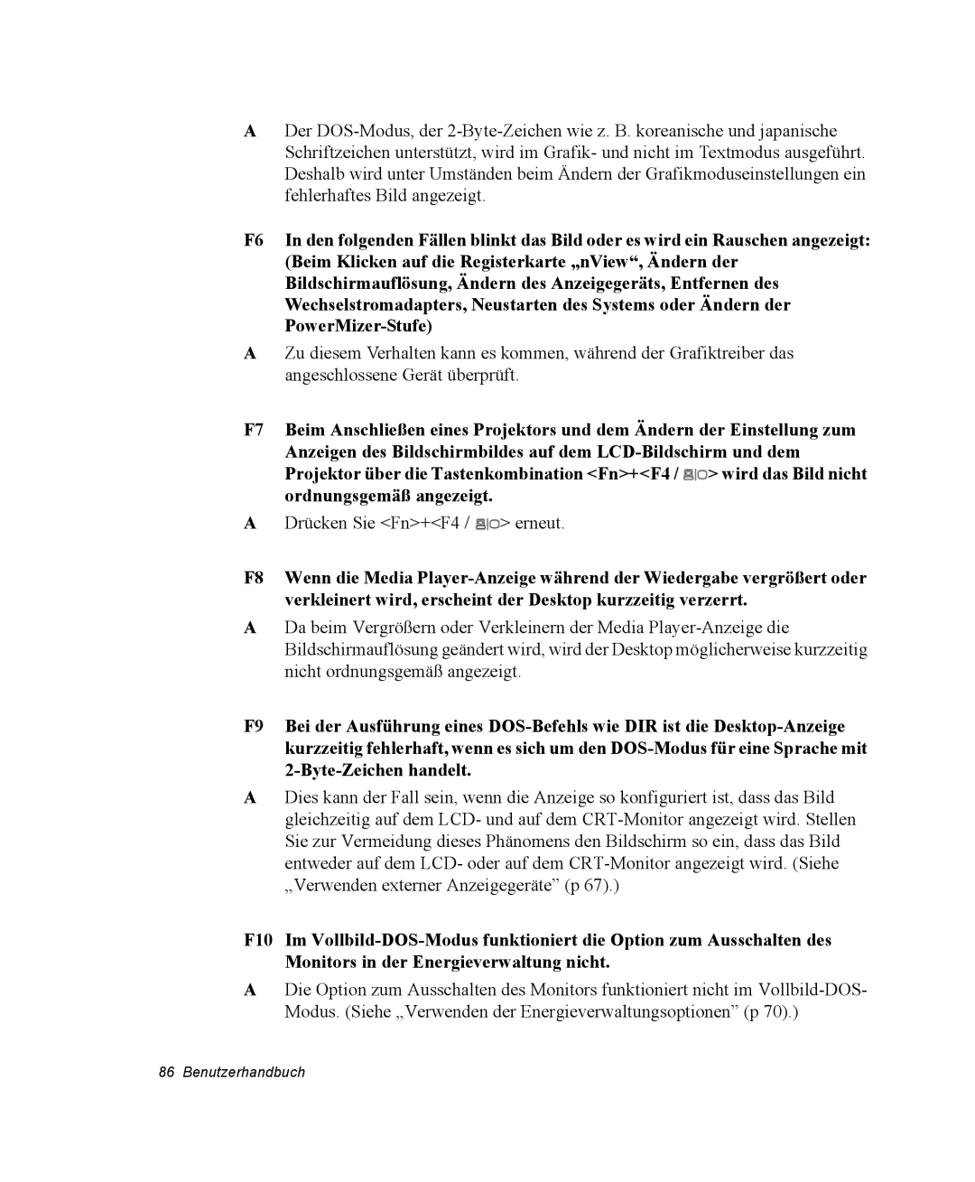 Samsung NM40PRC000/SEG, NM40TH0FMS/SEG, NM40PRTV02/SEG, NM40PRTV01/SEG, NM40PRDV01/SEG manual Drücken Sie Fn+F4 / erneut 