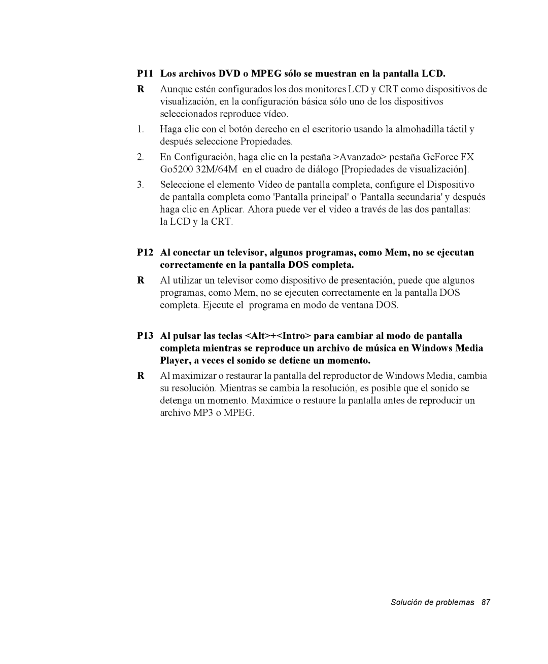 Samsung NM40TH0JP0/SES, NM40PRCV01/SES manual Solución de problemas 