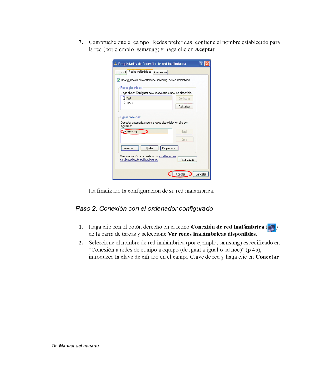 Samsung NM40PRCV01/SES, NM40TH0JP0/SES manual Paso 2. Conexión con el ordenador configurado 