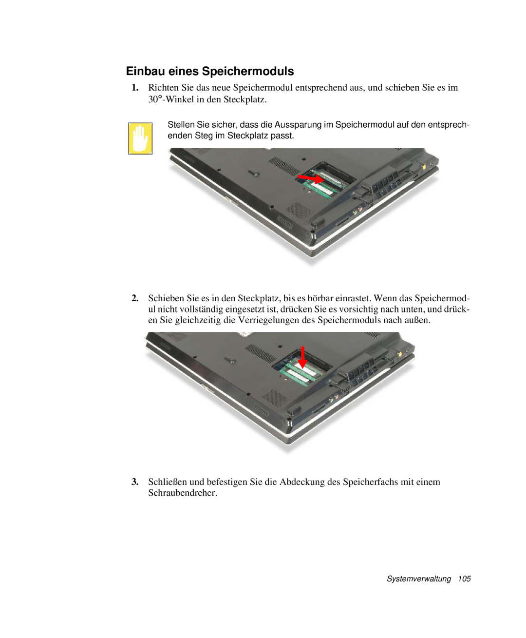 Samsung NP-G10K001/SEG, NP-G10K000/SEG manual Einbau eines Speichermoduls 