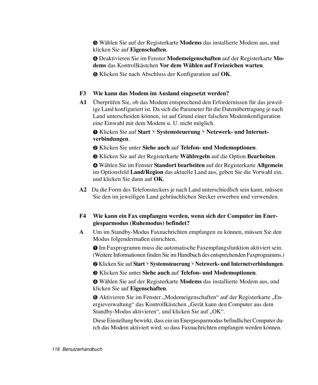 Samsung NP-G10K000/SEG, NP-G10K001/SEG manual F3 Wie kann das Modem im Ausland eingesetzt werden? 