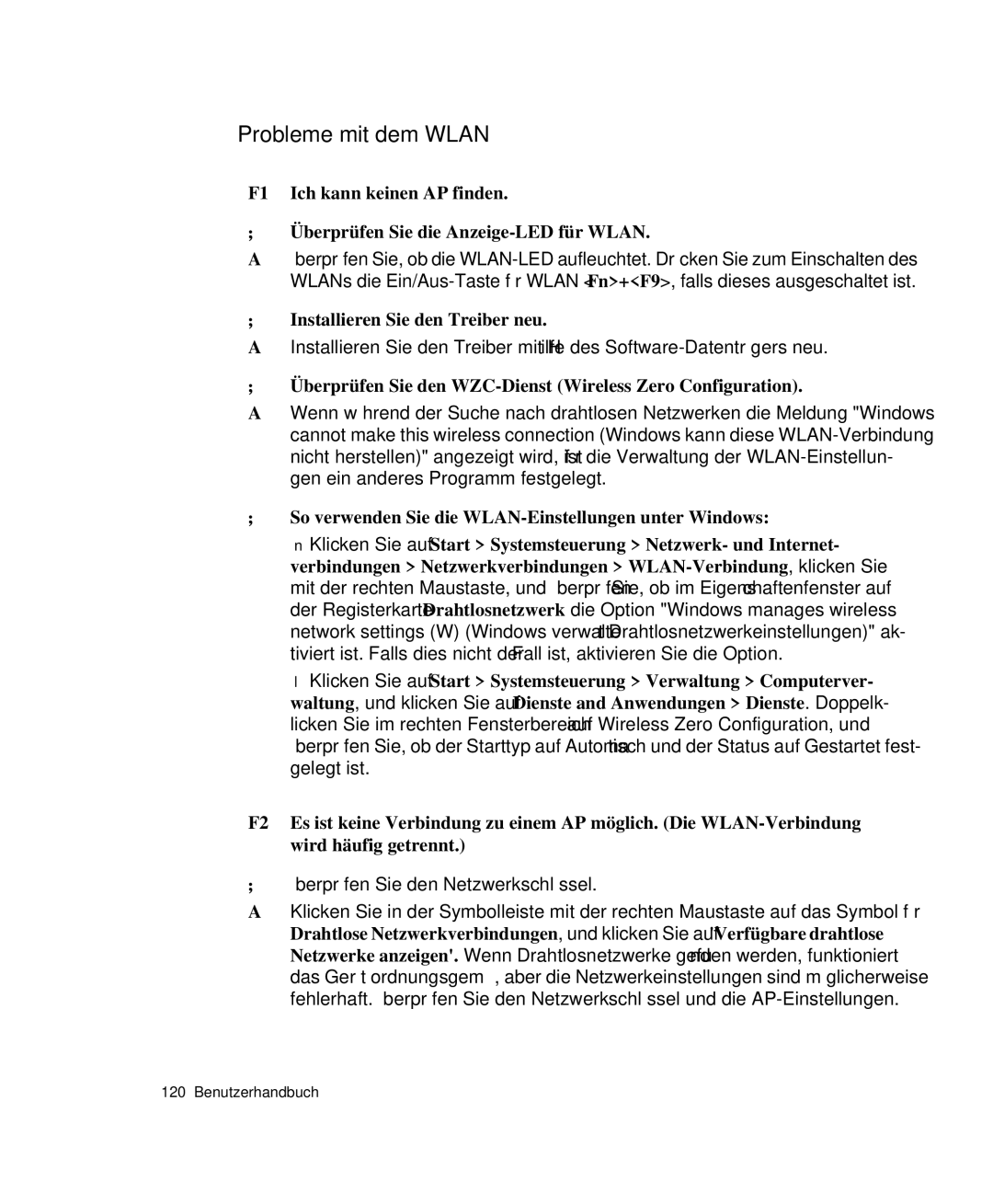 Samsung NP-G10K000/SEG, NP-G10K001/SEG manual Probleme mit dem Wlan, Installieren Sie den Treiber neu 