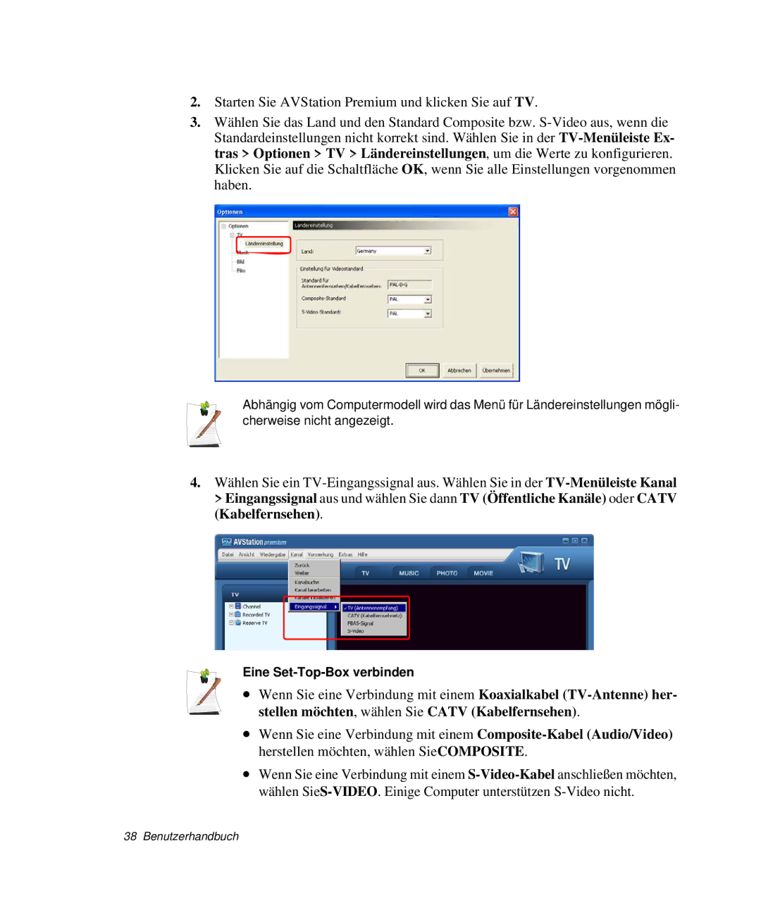 Samsung NP-G10K000/SEG, NP-G10K001/SEG manual Stellen möchten, wählen Sie Catv Kabelfernsehen, Eine Set-Top-Box verbinden 