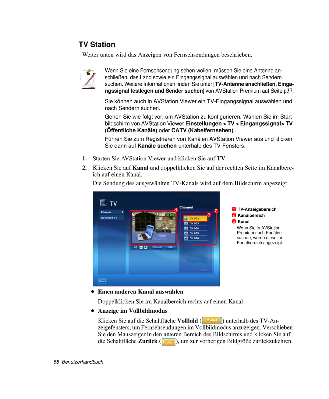 Samsung NP-G10K000/SEG, NP-G10K001/SEG manual Doppelklicken Sie im Kanalbereich rechts auf einen Kanal 