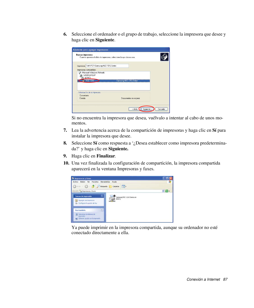 Samsung NP-G10K001/SES, NP-G10K000/SES manual Conexión a Internet 