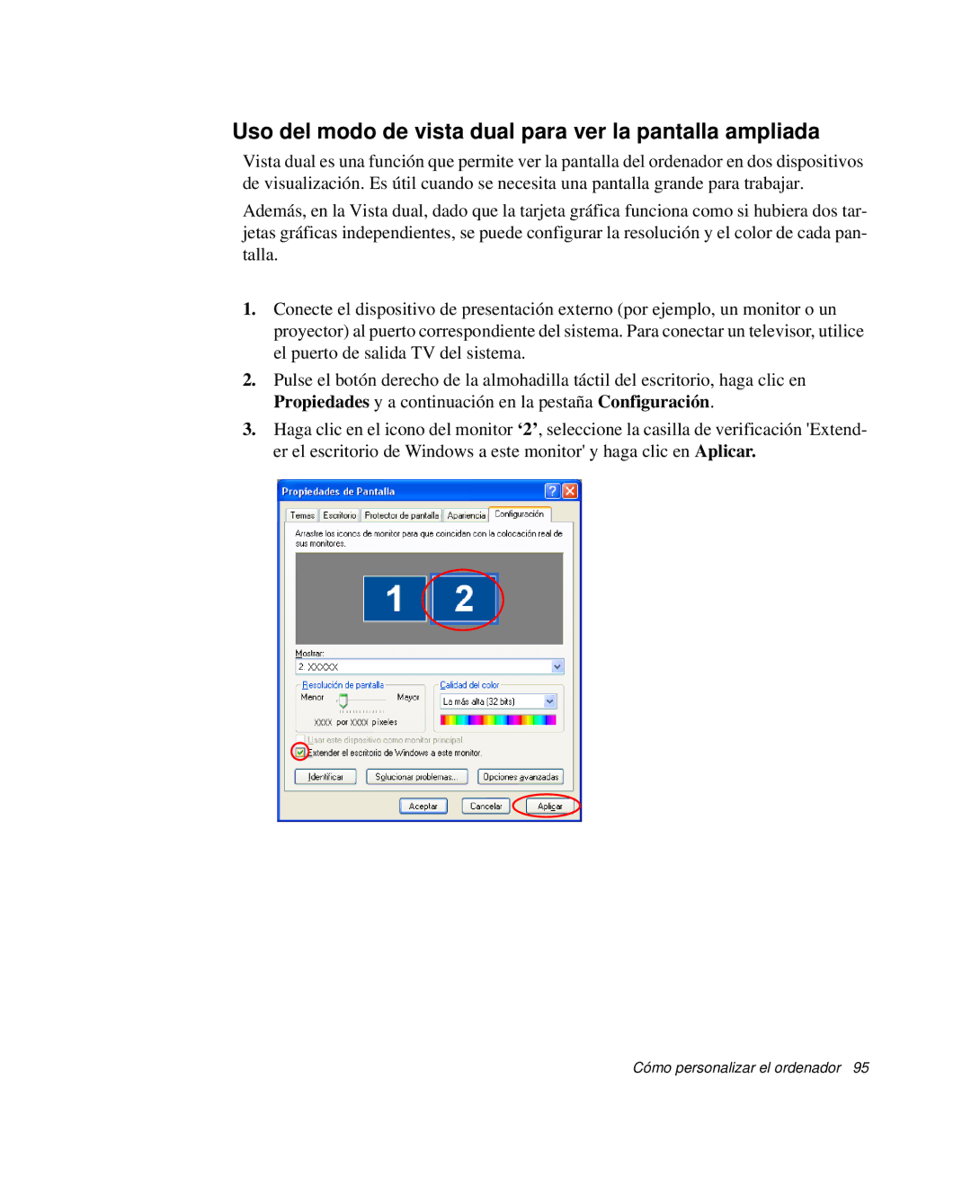 Samsung NP-G10K001/SES, NP-G10K000/SES manual Uso del modo de vista dual para ver la pantalla ampliada 