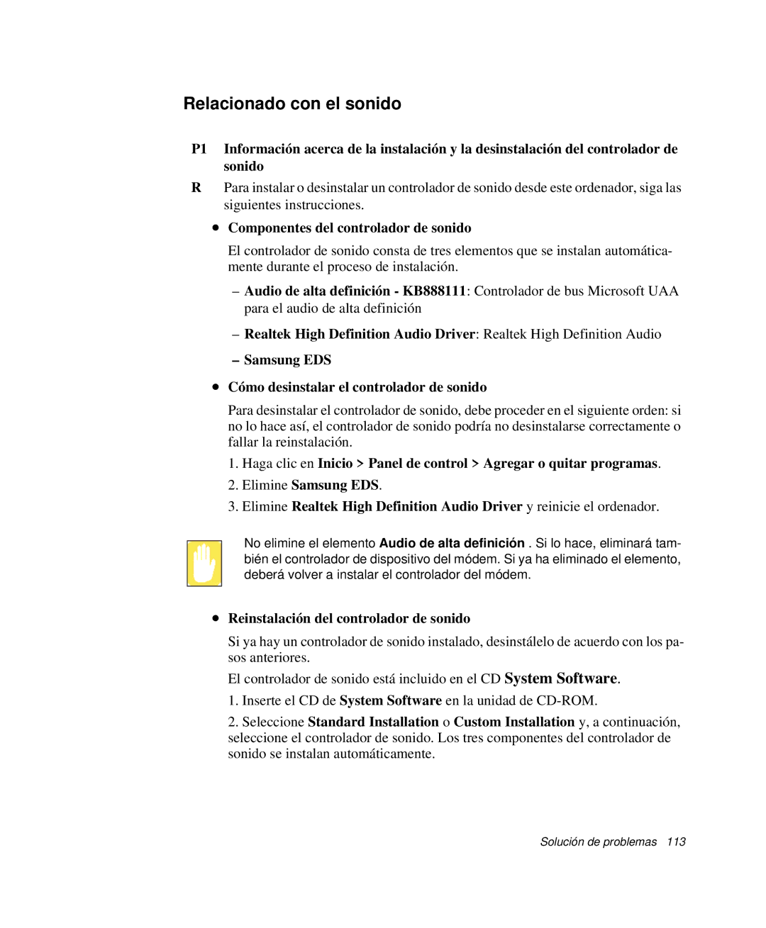 Samsung NP-G10K001/SES, NP-G10K000/SES manual Relacionado con el sonido, Componentes del controlador de sonido 