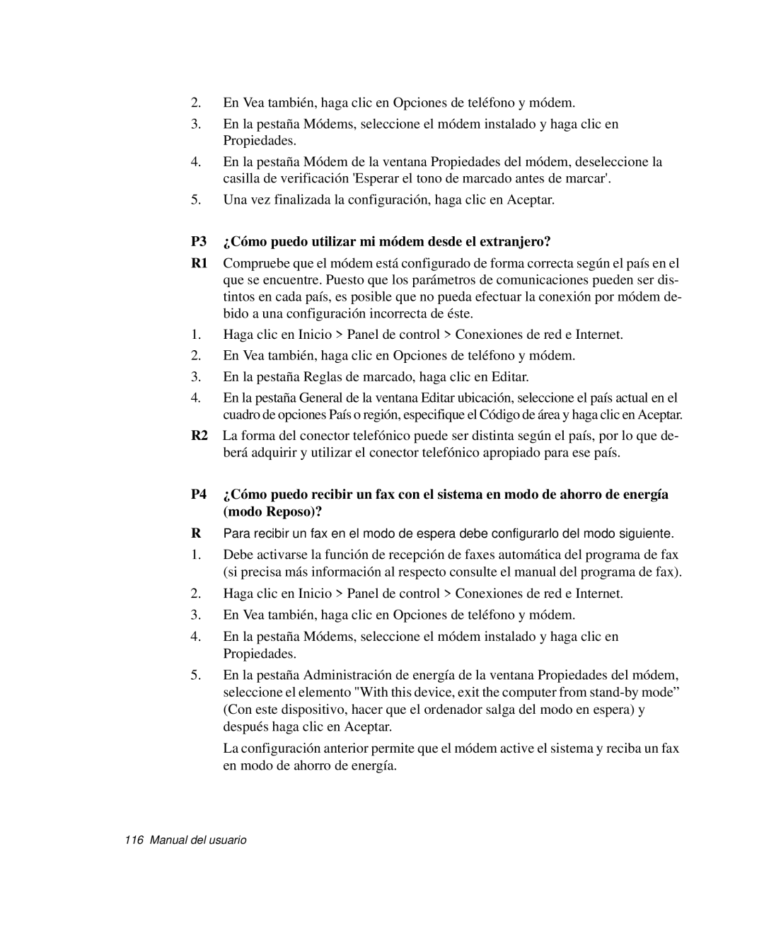 Samsung NP-G10K000/SES, NP-G10K001/SES manual P3 ¿Cómo puedo utilizar mi módem desde el extranjero? 