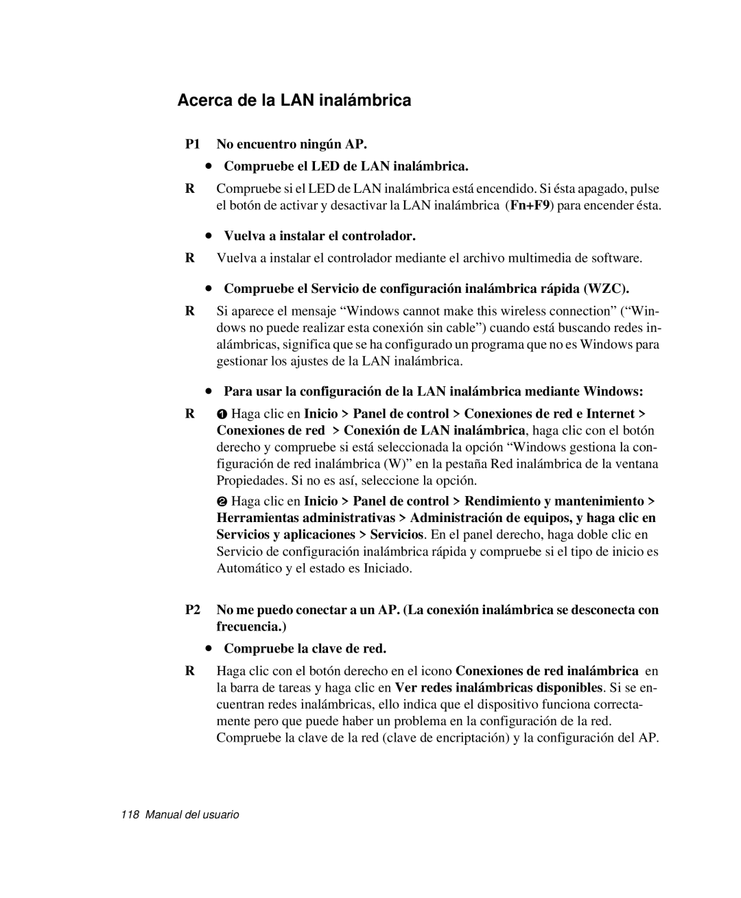 Samsung NP-G10K000/SES, NP-G10K001/SES manual Acerca de la LAN inalámbrica, Vuelva a instalar el controlador 