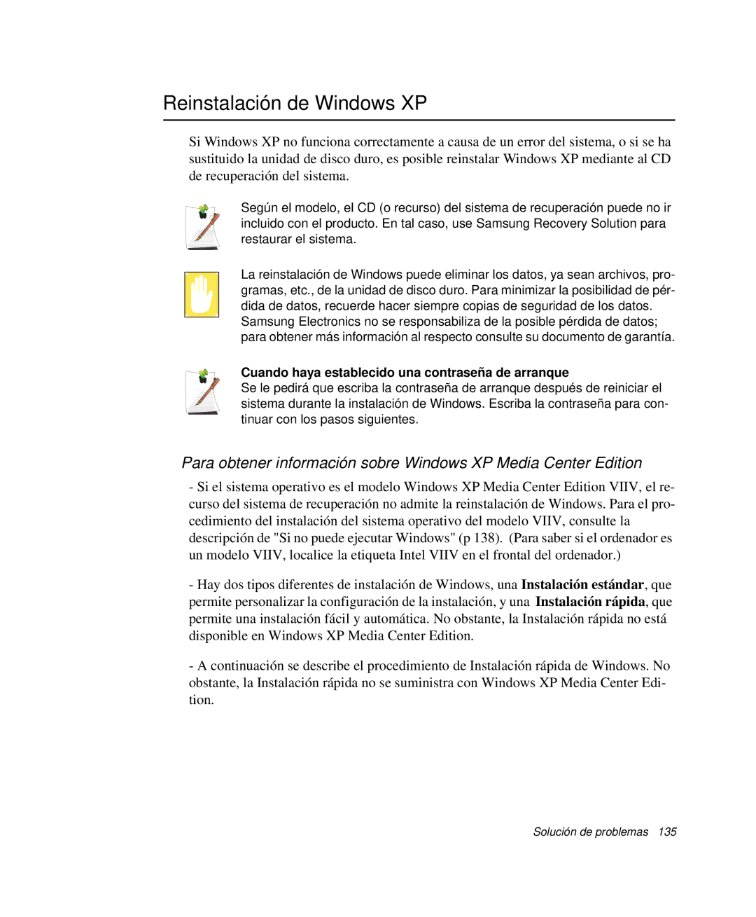 Samsung NP-G10K001/SES, NP-G10K000/SES Reinstalación de Windows XP, Cuando haya establecido una contraseña de arranque 