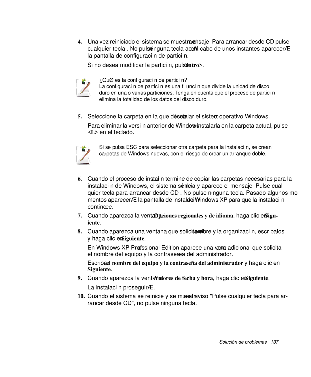 Samsung NP-G10K001/SES, NP-G10K000/SES manual ¿Qué es la configuración de partición? 