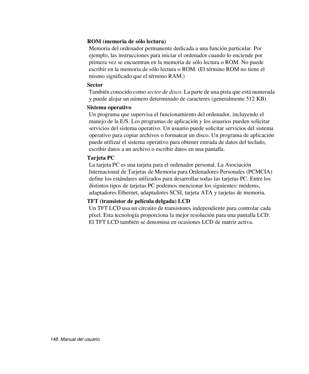 Samsung NP-G10K000/SES, NP-G10K001/SES manual ROM memoria de sólo lectura, Sector, Sistema operativo, Tarjeta PC 