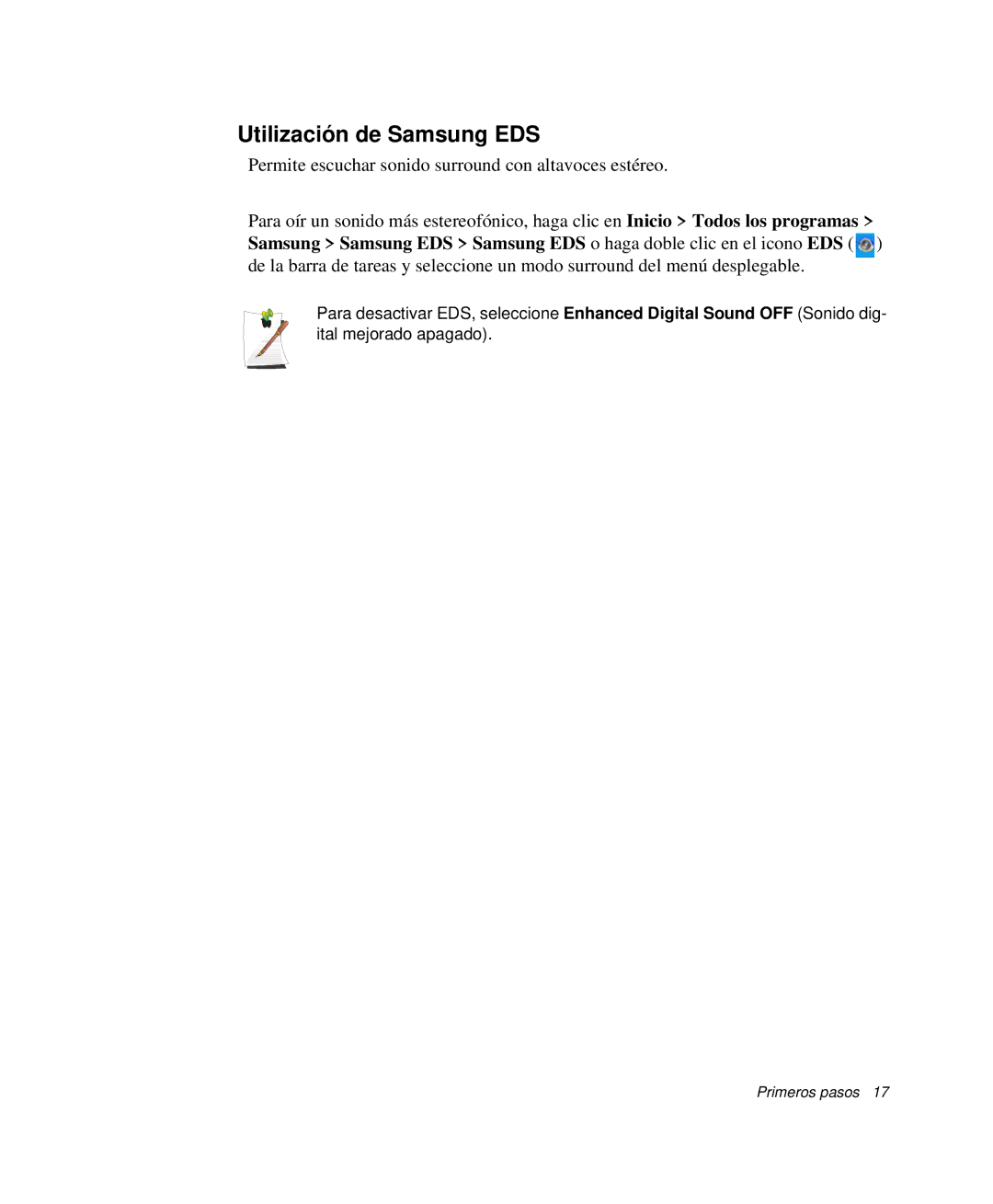 Samsung NP-G10K001/SES, NP-G10K000/SES manual Utilización de Samsung EDS 