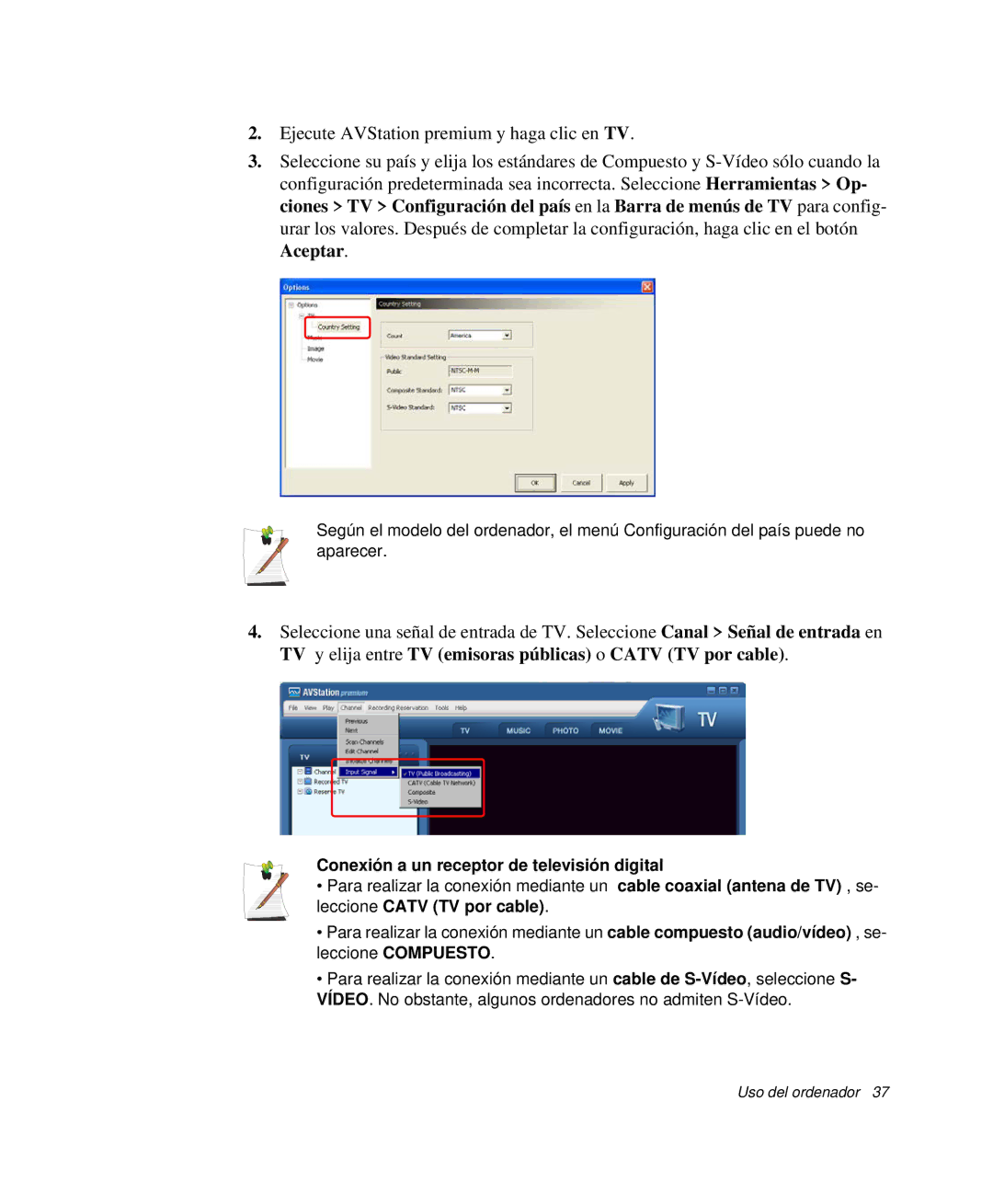 Samsung NP-G10K001/SES, NP-G10K000/SES manual Conexión a un receptor de televisión digital 