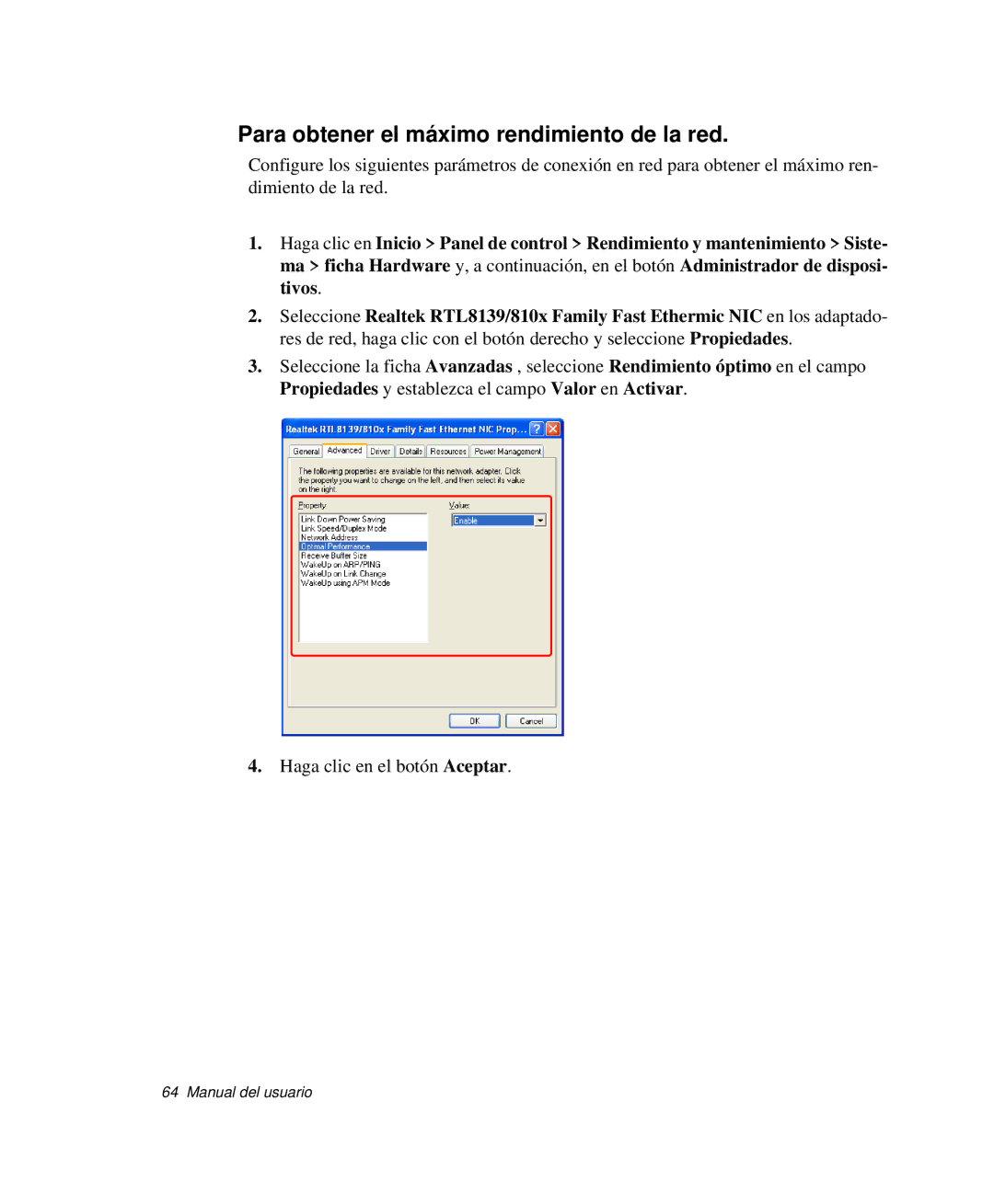 Samsung NP-G10K000/SES, NP-G10K001/SES manual Para obtener el máximo rendimiento de la red 