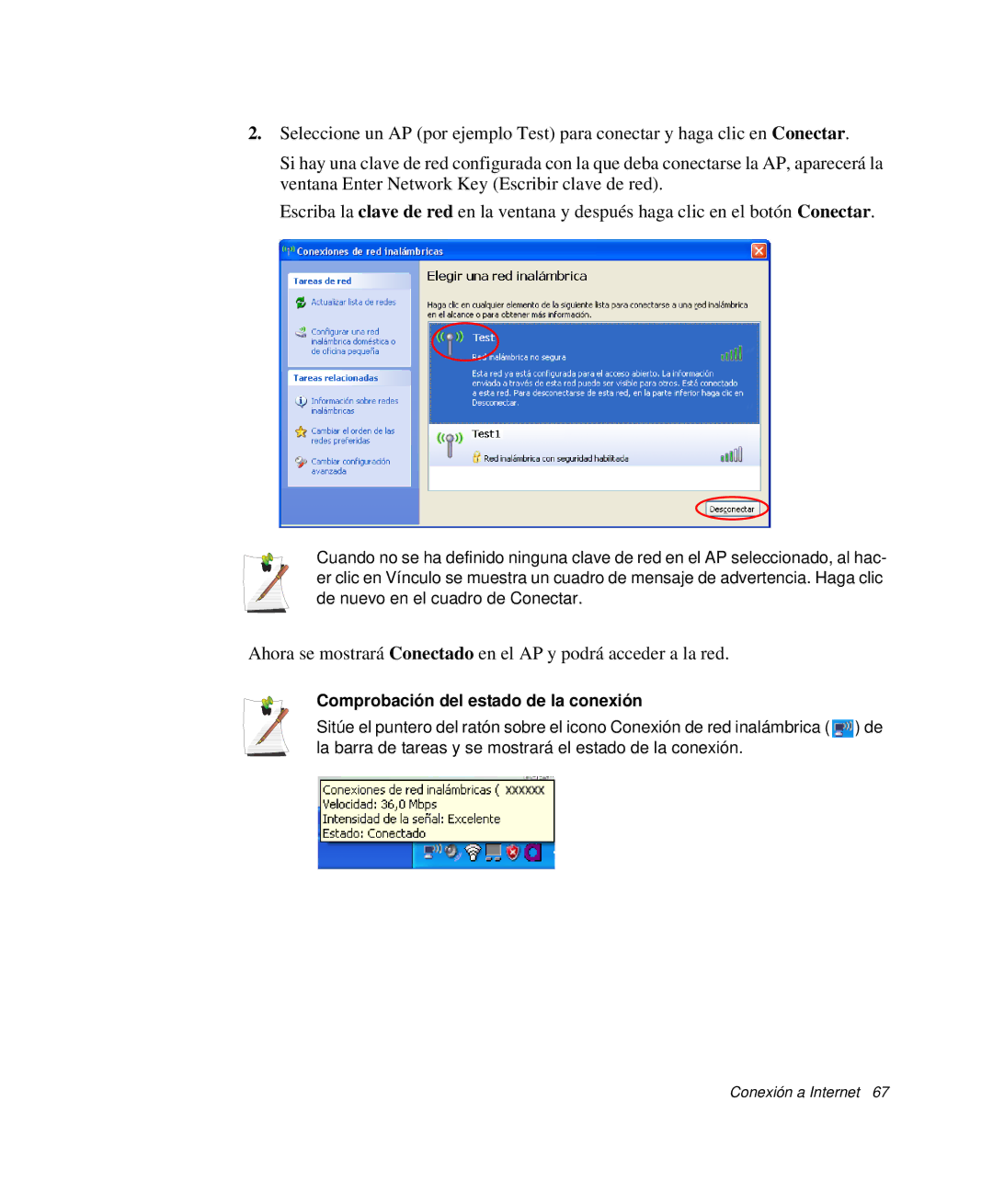 Samsung NP-G10K001/SES, NP-G10K000/SES manual Comprobación del estado de la conexión 