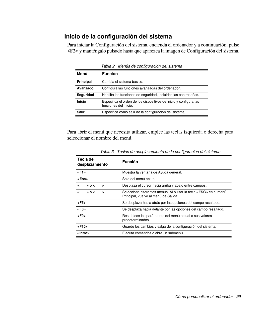 Samsung NP-M50C000/SES, NP-M50T001/SES, NP-M50C001/SES, NP-M50C002/SES Inicio de la configuración del sistema, Menú Función 