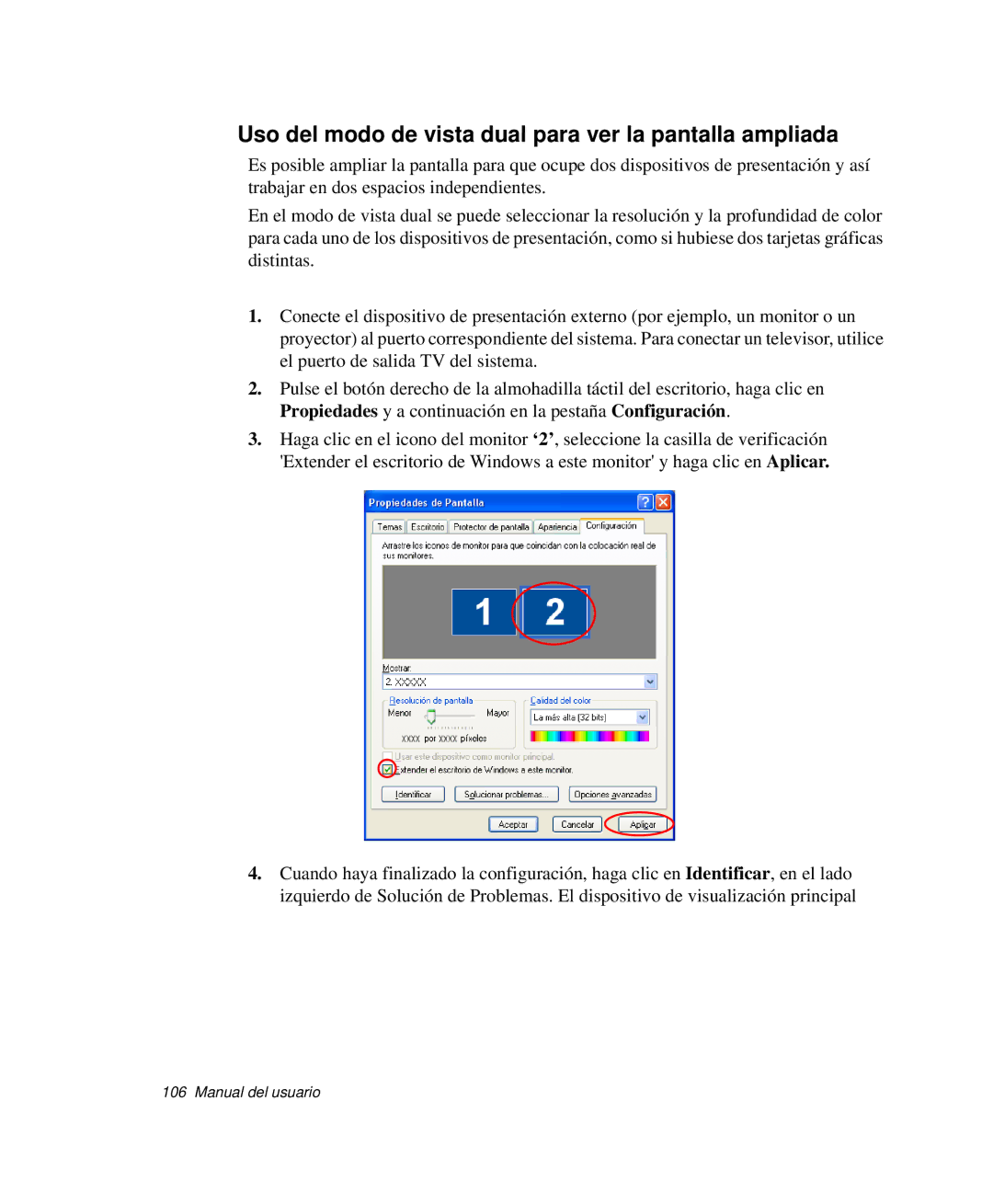 Samsung NP-M50T001/SES, NP-M50C001/SES, NP-M50C002/SES manual Uso del modo de vista dual para ver la pantalla ampliada 