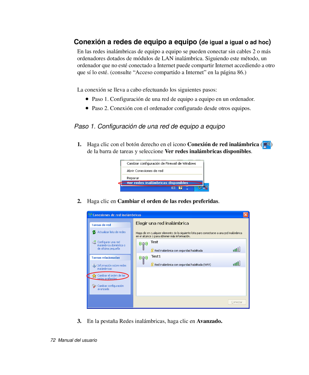 Samsung NP-M50C001/SES, NP-M50T001/SES, NP-M50C002/SES, NP-M50C000/SES Paso 1. Configuración de una red de equipo a equipo 