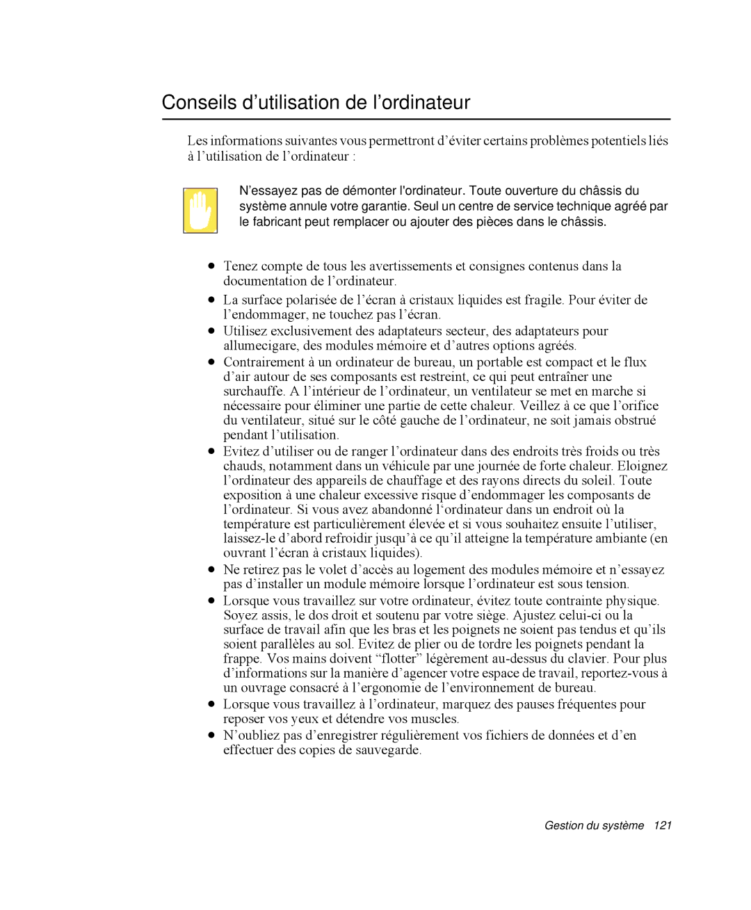 Samsung NP-M50C001/SEF, NP-M50T002/SEF, NP-M50T000/SEF, NP-M50C005/SEF, NP-M50C004/SEF Conseils d’utilisation de l’ordinateur 