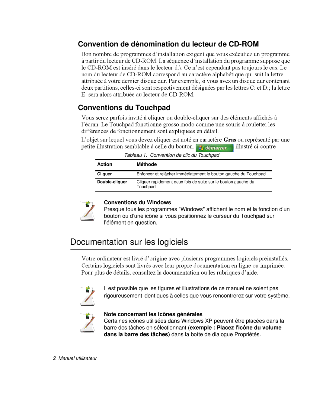 Samsung NP-M50C002/SEF, NP-M50T002/SEF Documentation sur les logiciels, Convention de dénomination du lecteur de CD-ROM 