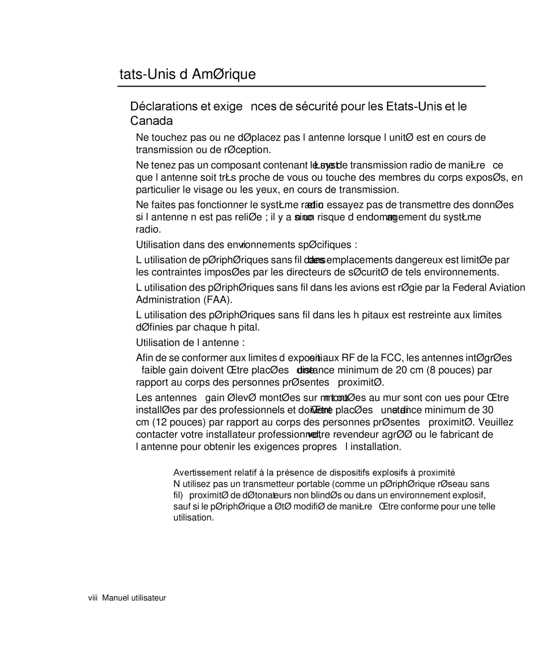 Samsung NP-M50C000/SEF États-Unis d’Amérique, Utilisation dans des environnements spécifiques, Utilisation de l’antenne 