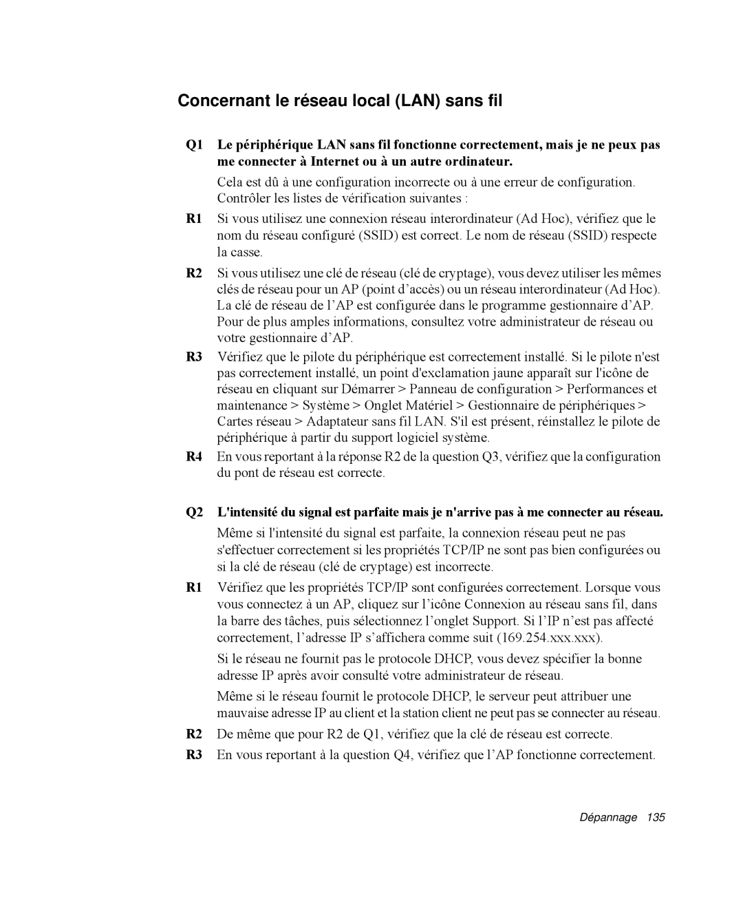 Samsung NP-M55G000/SEF, NP-M55T000/SEF, NP-M55C000/SEF manual Concernant le réseau local LAN sans fil 