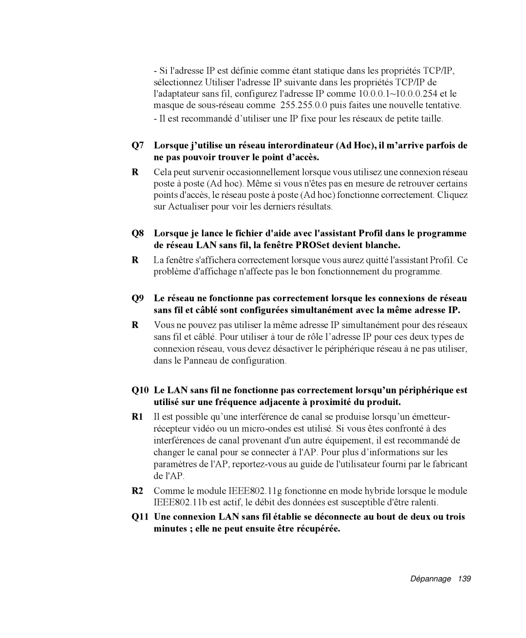 Samsung NP-M55T000/SEF, NP-M55C000/SEF, NP-M55G000/SEF manual Dépannage 