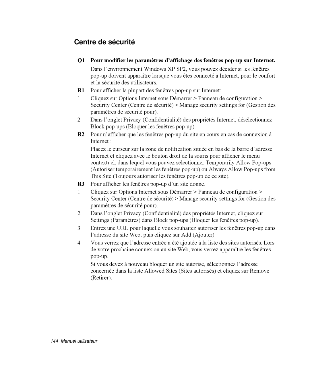 Samsung NP-M55G000/SEF, NP-M55T000/SEF, NP-M55C000/SEF manual Centre de sécurité 