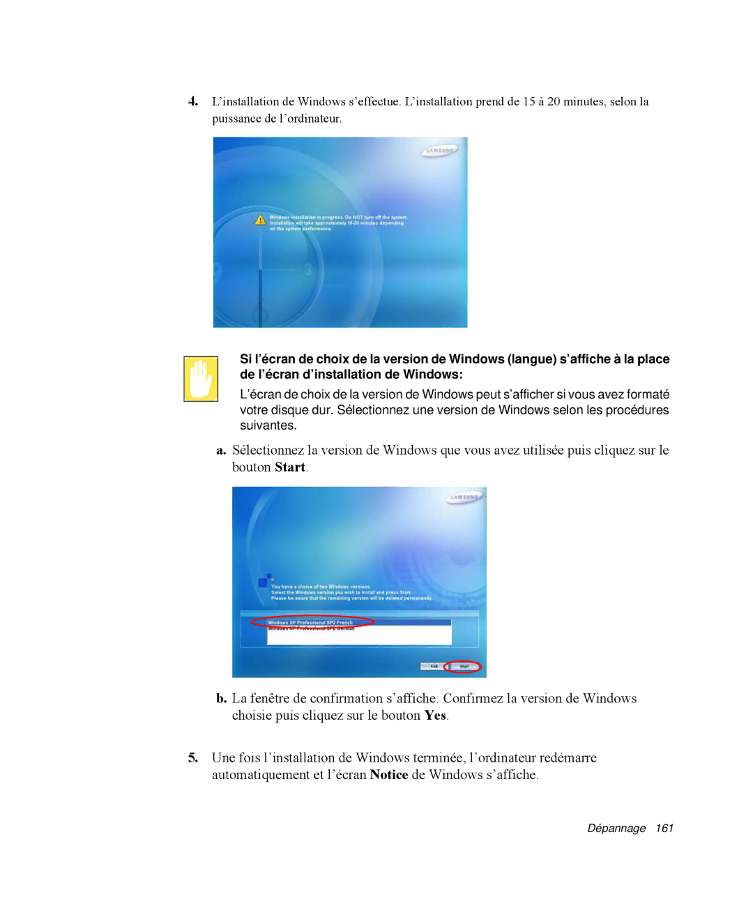 Samsung NP-M55C000/SEF, NP-M55T000/SEF, NP-M55G000/SEF manual Dépannage 