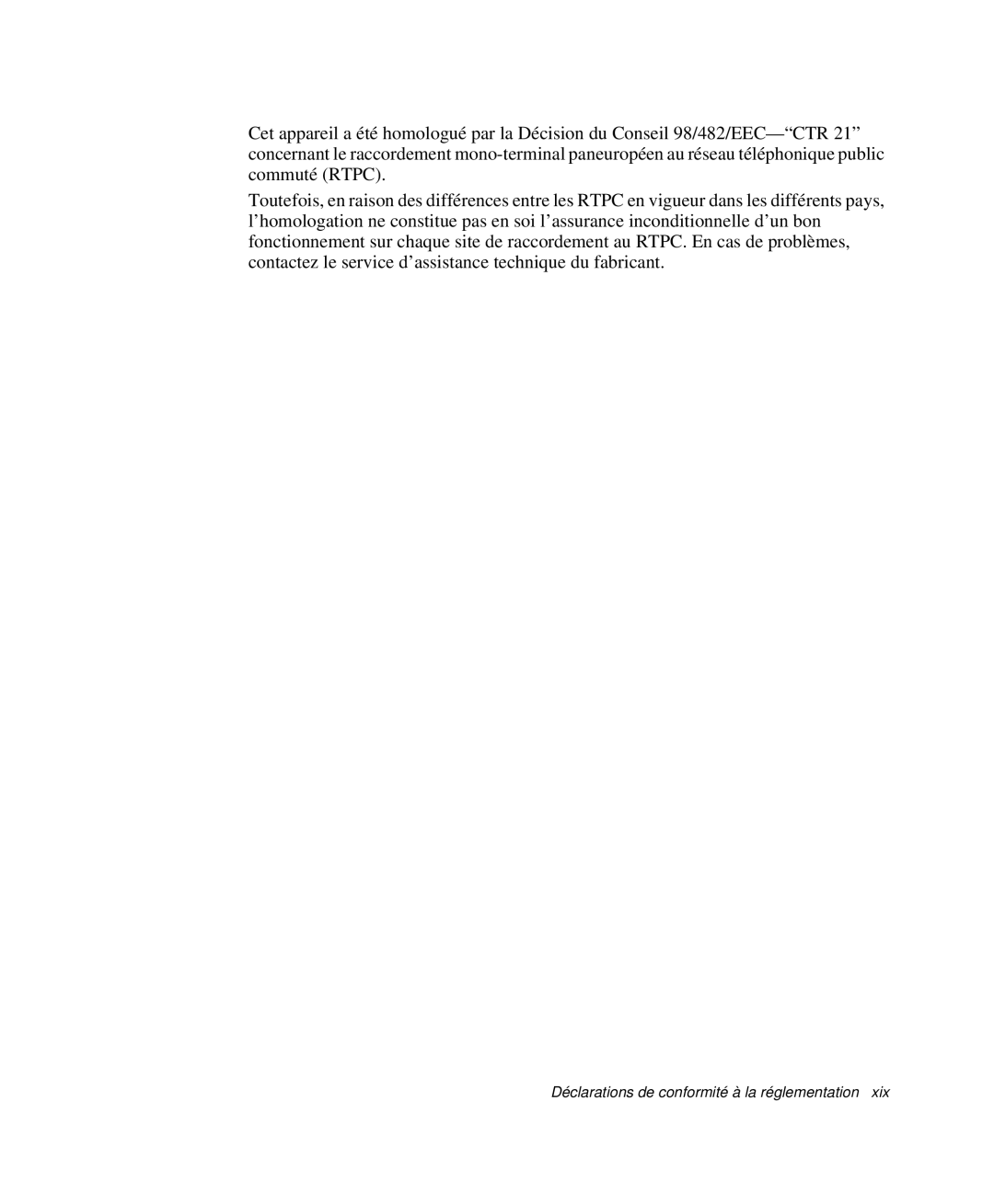 Samsung NP-M55C000/SEF, NP-M55T000/SEF, NP-M55G000/SEF manual Déclarations de conformité à la réglementation 