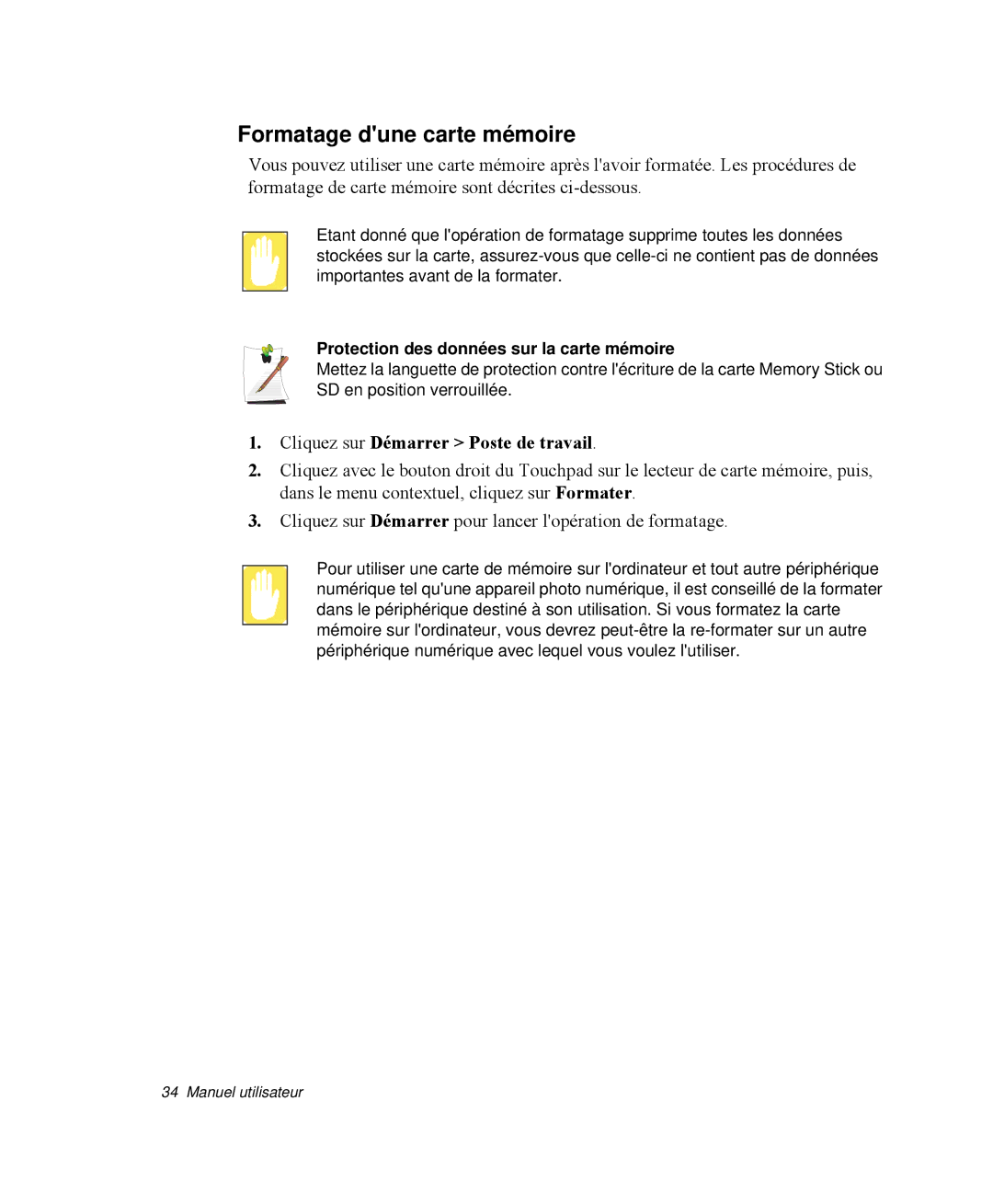 Samsung NP-M55T000/SEF, NP-M55C000/SEF manual Formatage dune carte mémoire, Protection des données sur la carte mémoire 