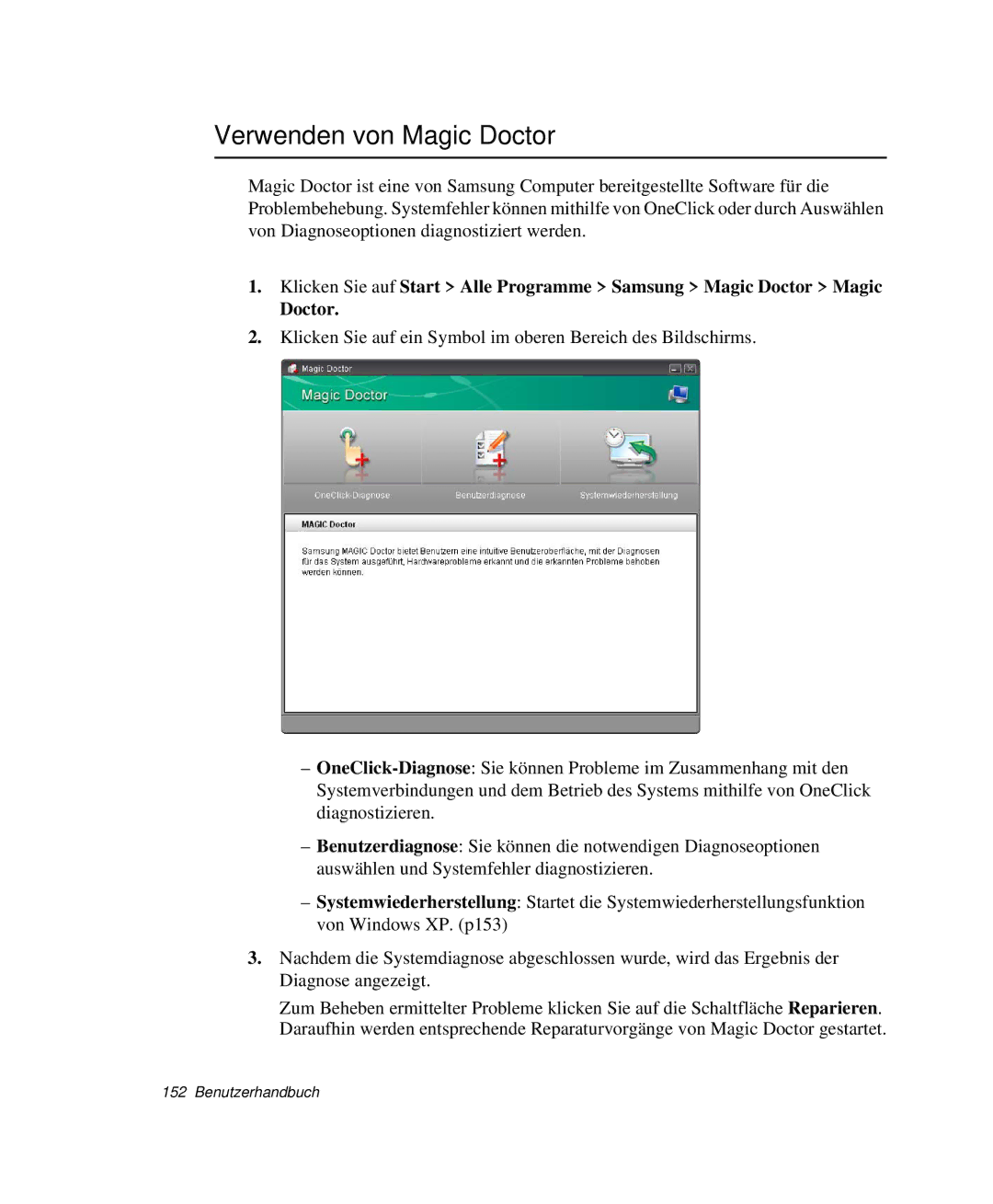 Samsung NP-M55T000/SEG, NP-M55C000/SEG, NP-M55T001/SEG, NP-M55T002/SEG manual Verwenden von Magic Doctor 