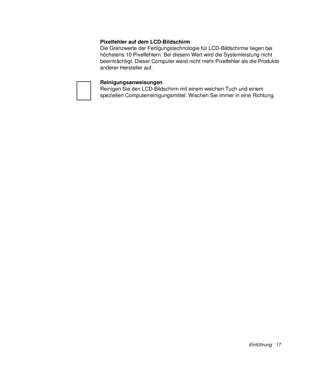 Samsung NP-M55C000/SEG, NP-M55T000/SEG, NP-M55T001/SEG manual Pixelfehler auf dem LCD-Bildschirm, Reinigungsanweisungen 