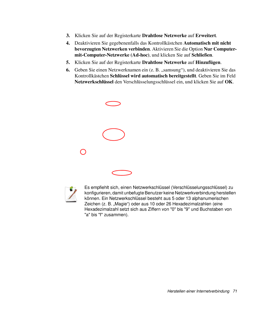 Samsung NP-M55T002/SEG, NP-M55T000/SEG, NP-M55C000/SEG, NP-M55T001/SEG manual Herstellen einer Internetverbindung 