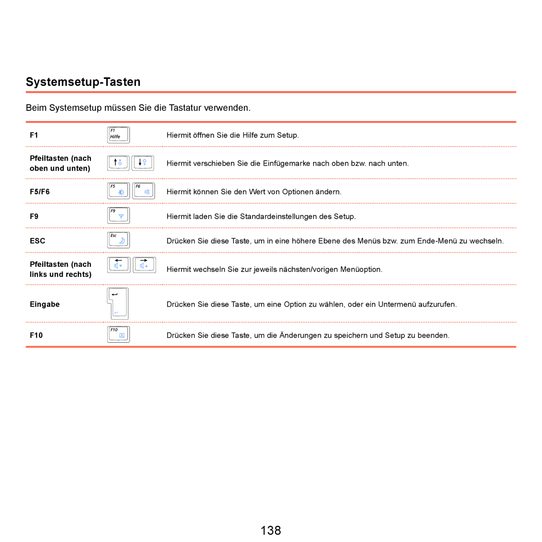 Samsung NP-M60A007/SEG, NP-M60A000/SEG, NP-M60A001/SEG, NP-M60A004/SEG, NP-M60A006/SEG, NP-M60A003/SEG 138, Systemsetup-Tasten 
