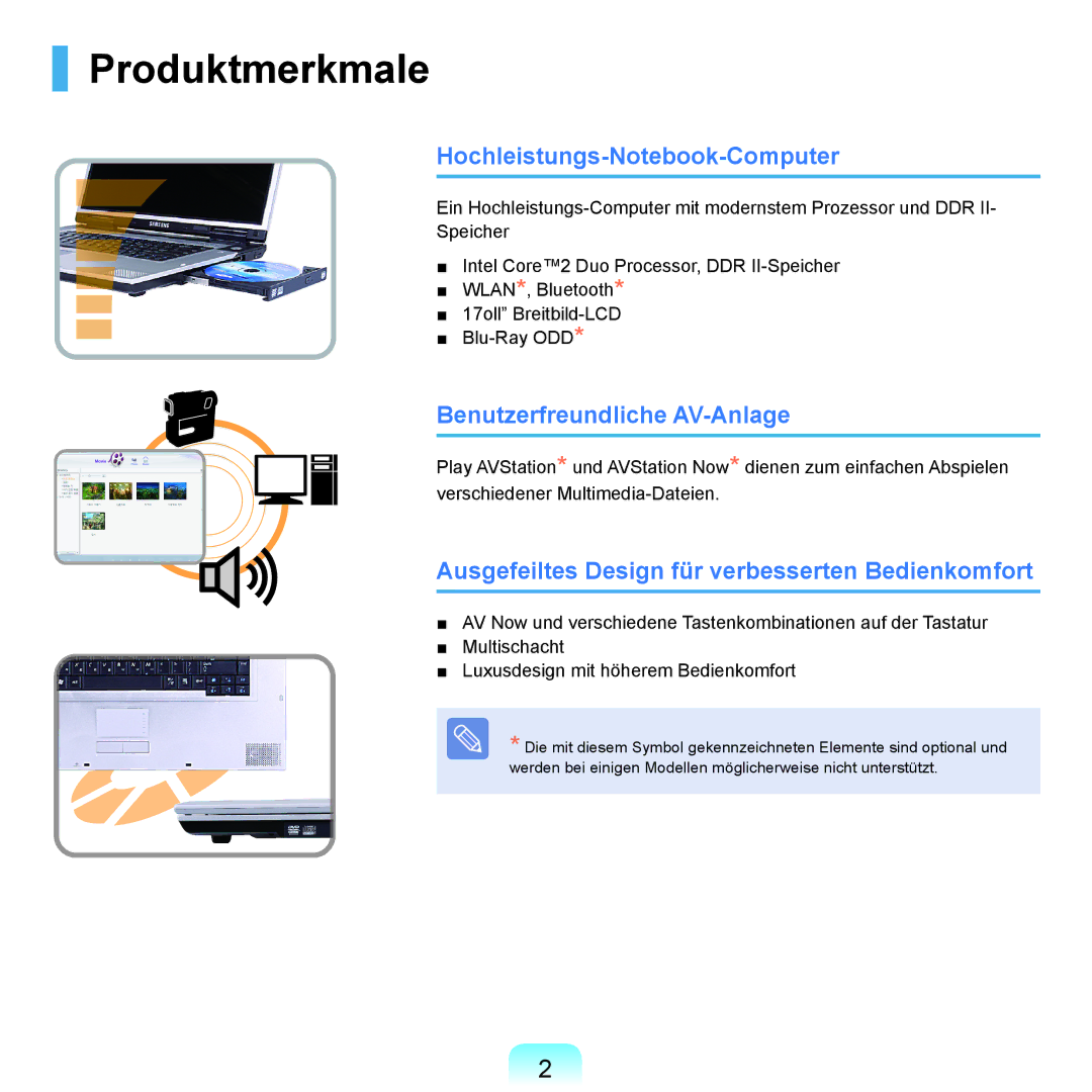 Samsung NP-M60A006/SEG, NP-M60A000/SEG Produktmerkmale, Hochleistungs-Notebook-Computer, Benutzerfreundliche AV-Anlage 