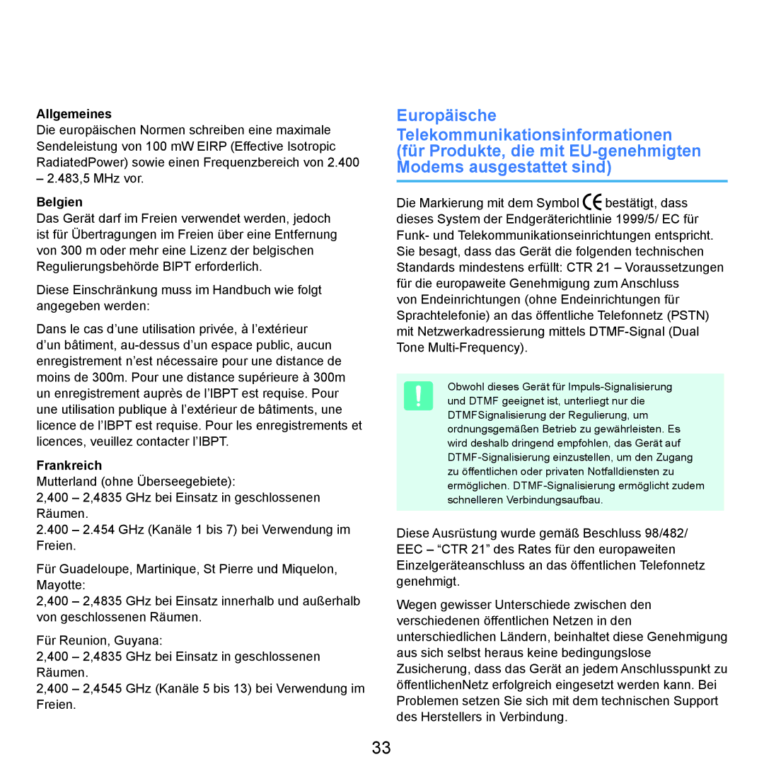 Samsung NP-M60A002/SEG, NP-M60A000/SEG, NP-M60A001/SEG, NP-M60A004/SEG, NP-M60A006/SEG manual Allgemeines, Belgien, Frankreich 