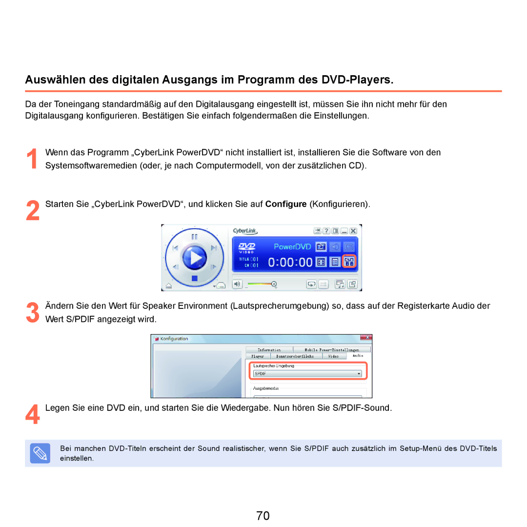 Samsung NP-M60A008/SEG, NP-M60A000/SEG, NP-M60A001/SEG manual Auswählen des digitalen Ausgangs im Programm des DVD-Players 