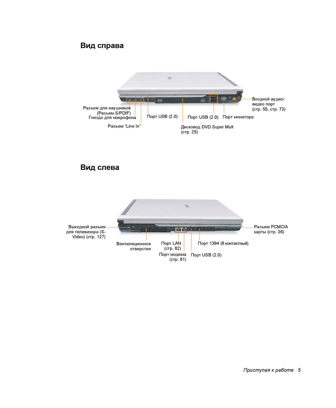 Samsung NP-M70T001/SER, NP-M70T000/SER, NP-M70C000/SER manual Вид справа, Вид слева 