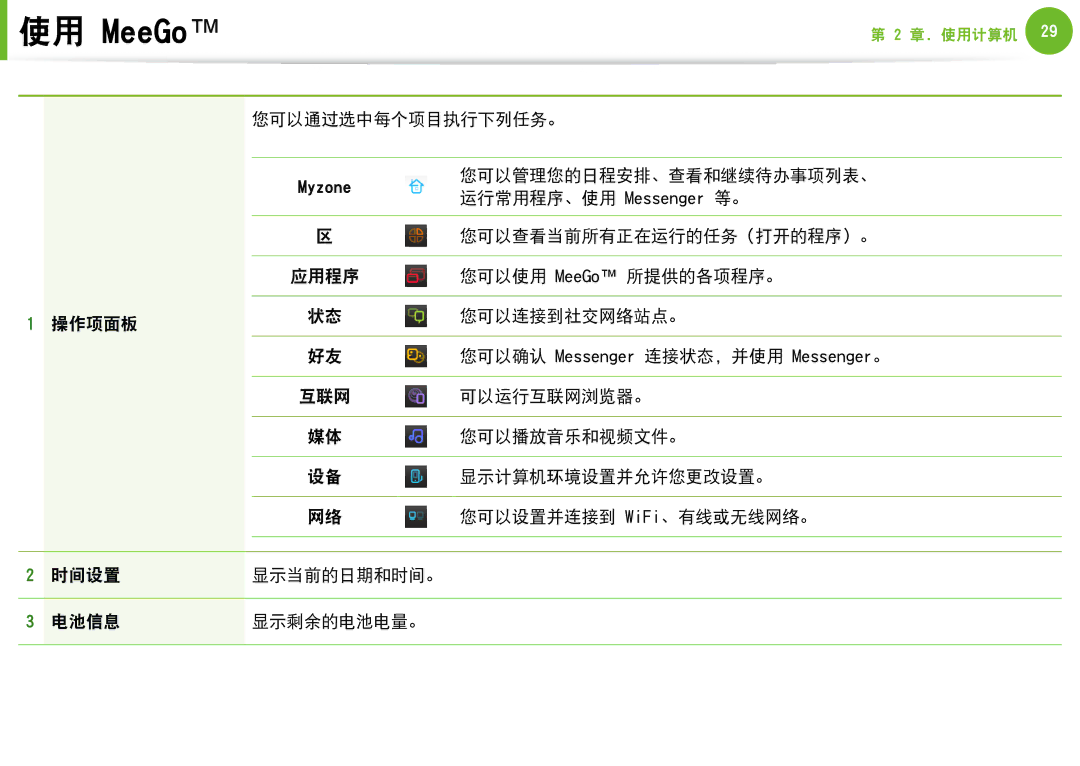 Samsung NP-N100-DA01BG, NP-N100-DA02BG manual 您可以通过选中每个项目执行下列任务。 