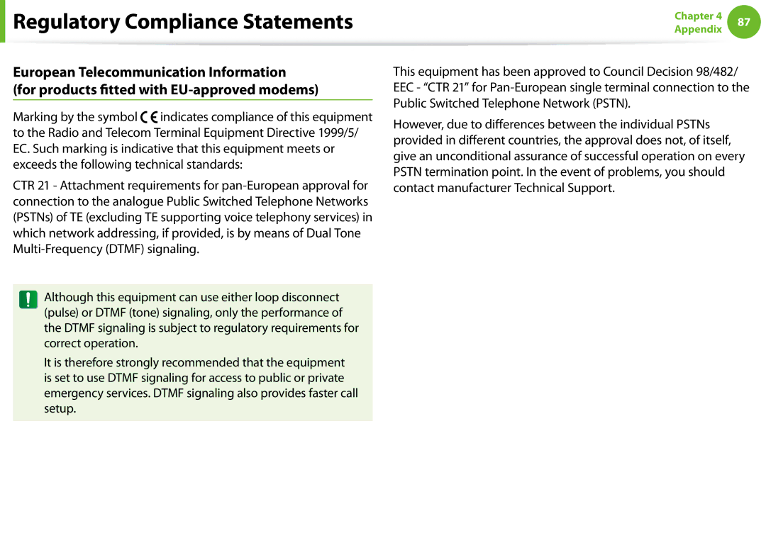 Samsung NP-N100-MA02EE, NP-N100-MA01VN, NP-N100-MA02VN, NP-N100-DA01BG, NP-N100-DA02BG manual Regulatory Compliance Statements 