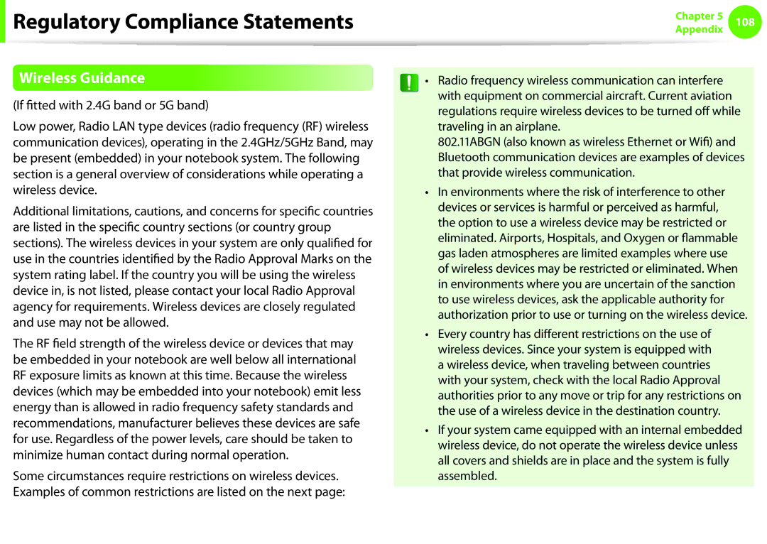 Samsung NP-NC10BM/IT, NP-N130-KA02FR, NP-N140-JA01FR, NP-N140-JA04FR Regulatory Compliance Statements, Wireless Guidance 