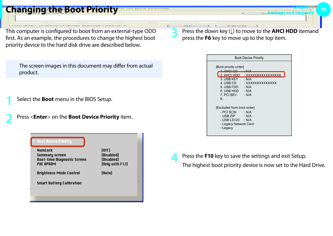 Samsung NP-NC10BM/FR, NP-N130-KA02FR, NP-NC10BM/IT Changing the Boot Priority, Press Enter on the Boot Device Priority item 