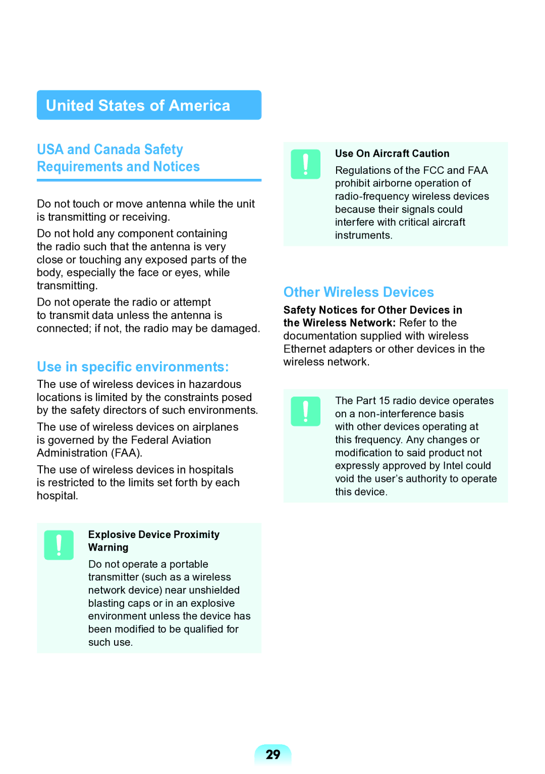 Samsung NP-N138-DA01RU manual USA and Canada Safety Requirements and Notices, Use in specific environments 