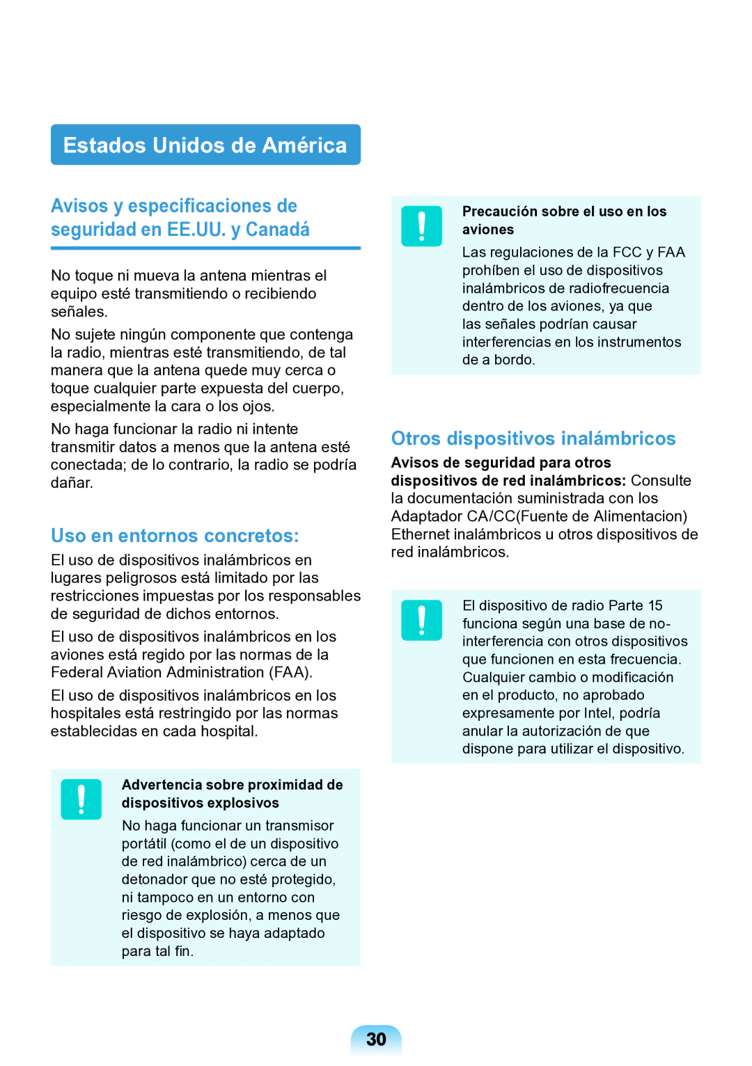 Samsung NP-N148-DPZ3ES Uso en entornos concretos, Otros dispositivos inalámbricos, Precaución sobre el uso en los aviones 