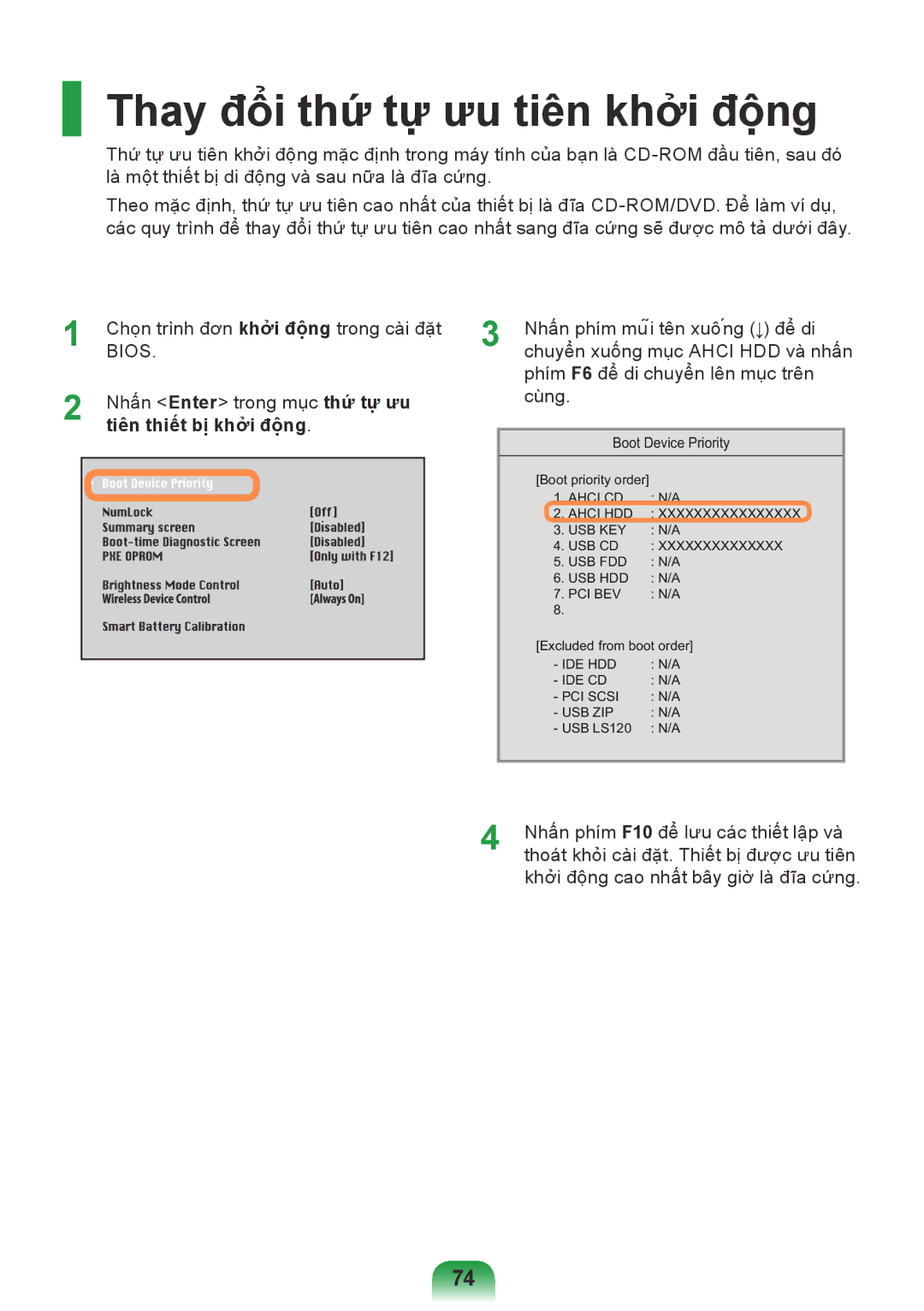 Samsung NP-NC208-A02VN, NP-NC108-A01VN, NP-NC108-A05VN manual Thay đổi thứ tự ưu tiên khởi động, Boot Device Priority 