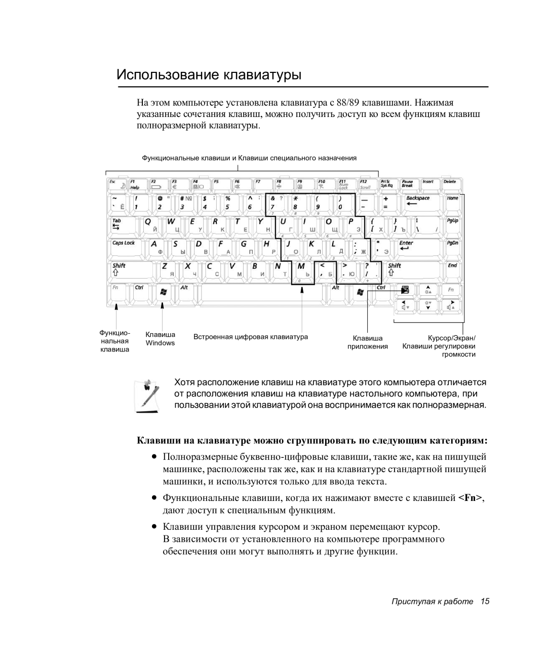 Samsung NP-P27/F00/SER manual Использование клавиатуры 