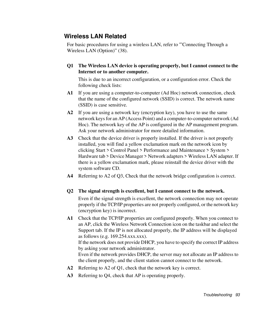 Samsung NP-P29R000/SEB, NP-P29K001/SEB manual Wireless LAN Related 